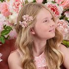 Girls Blush Pink Lily Rose Hair Clip, 1, hi-res