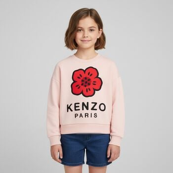 Girls Pink Boke Flower Sweatshirt