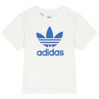 White & Blue Logo Shorts Set, 1, hi-res