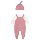 Baby Girls Pink & Ivory Ruffle Babygrow Set, 1, hi-res