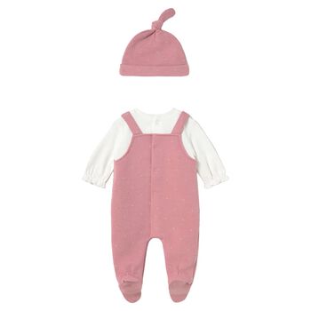 Baby Girls Pink & Ivory Ruffle Babygrow Set