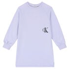 Girls Purple Logo Sweatshirt Dress, 1, hi-res