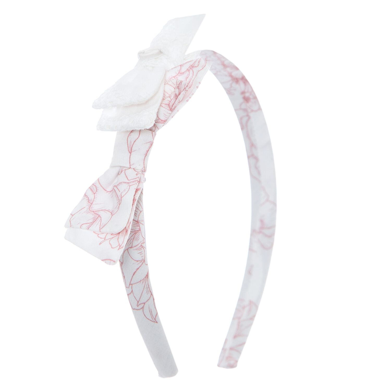 Girls Ivory Floral Chiffon Headband, 1, hi-res image number null