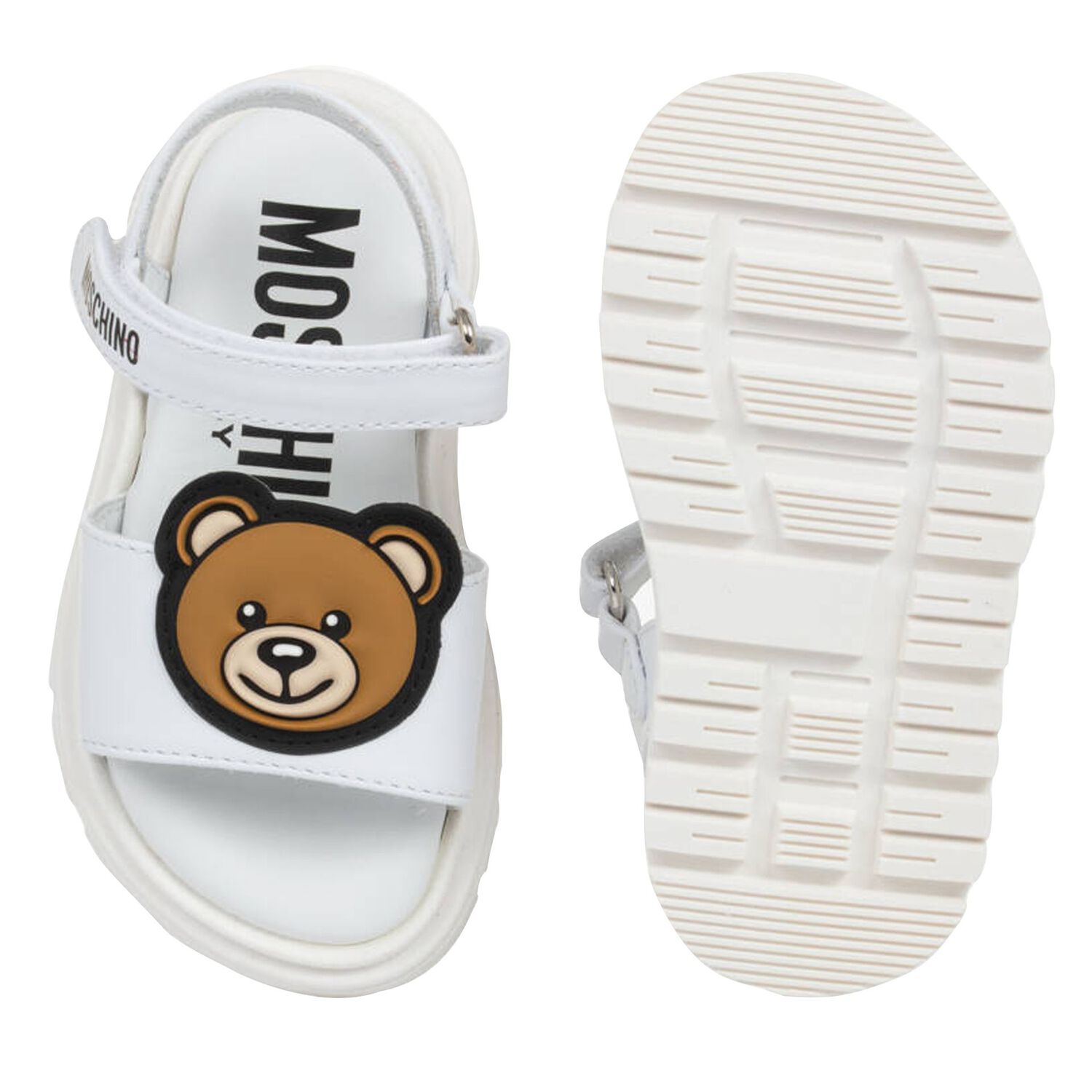 White Teddy Bear Sandals, 1, hi-res