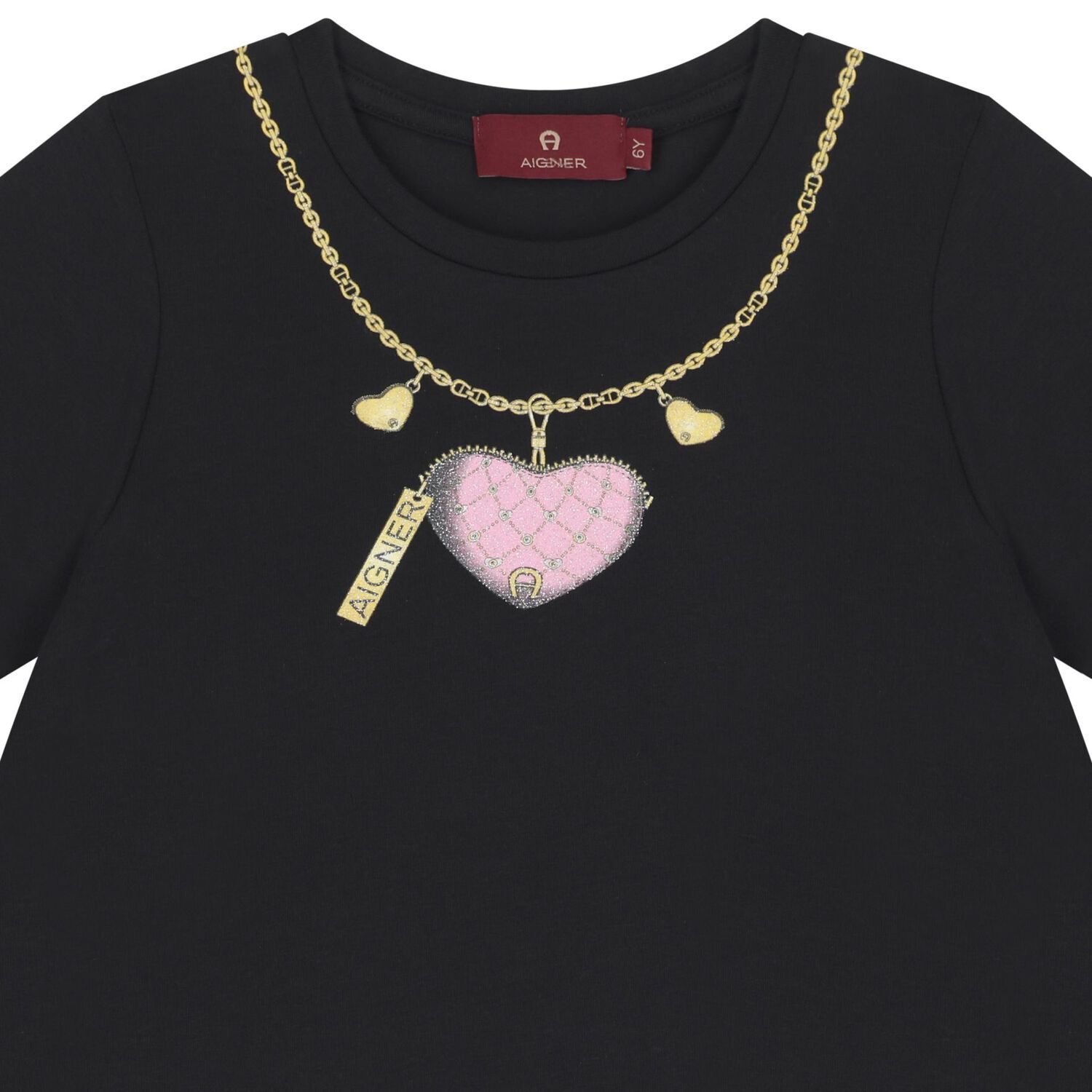 Girls Black Heartbag Print Dress, 2, hi-res