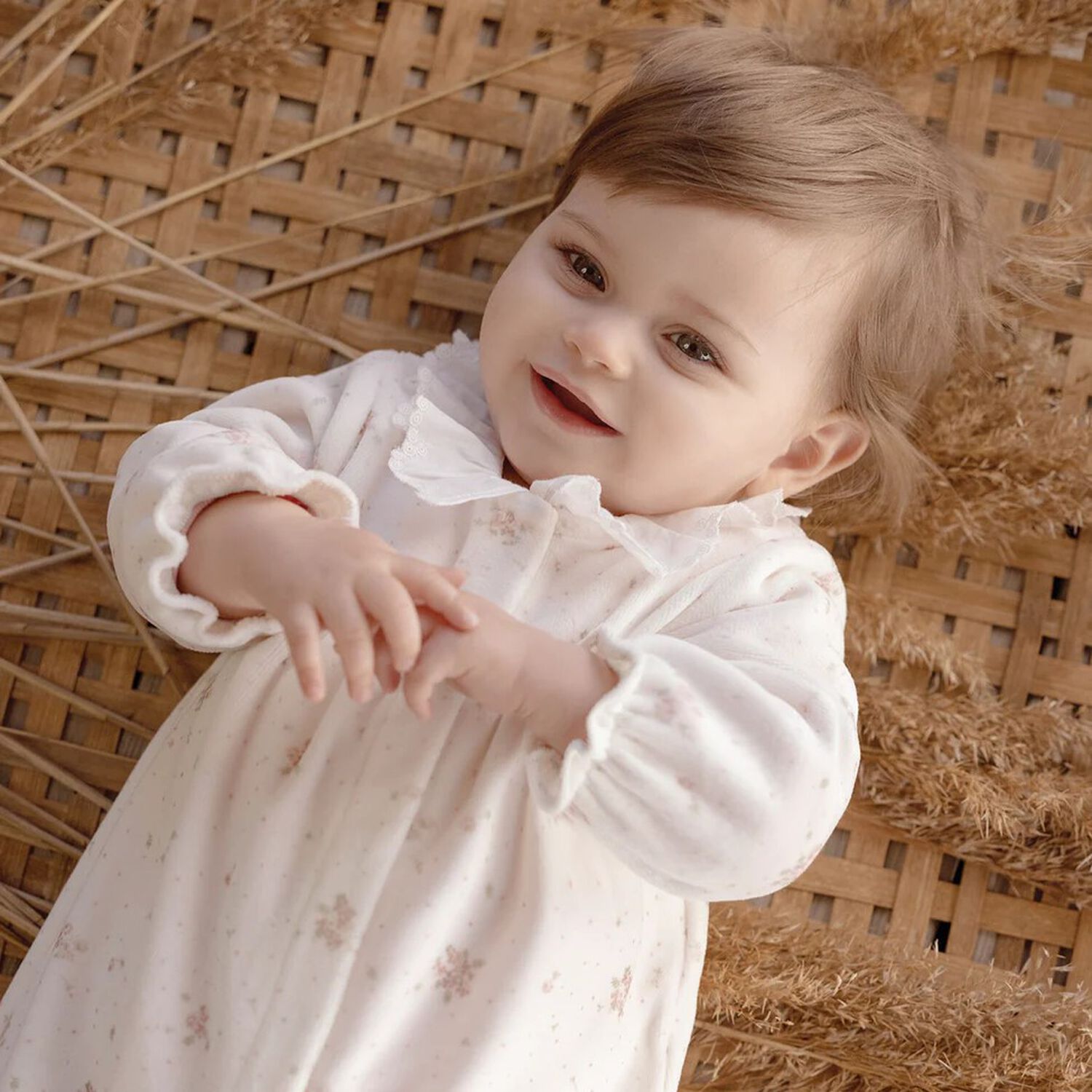 Girls Ivory Floral Babygrow, 1, hi-res