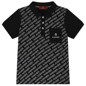 Boys Black Logo Polo Shirt