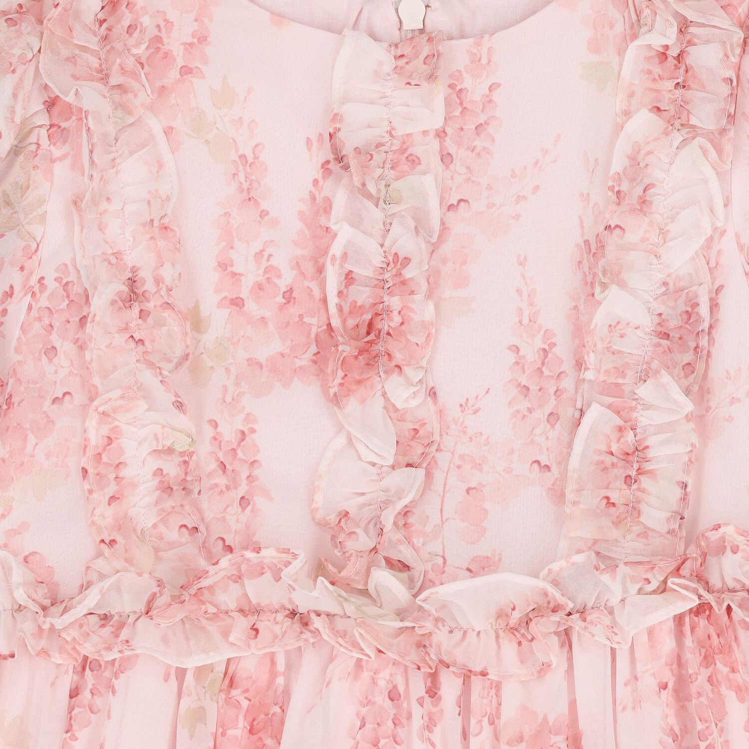 فستان شيفون وردي مكشكش مزين بالزهور للبنات, 1, hi-res