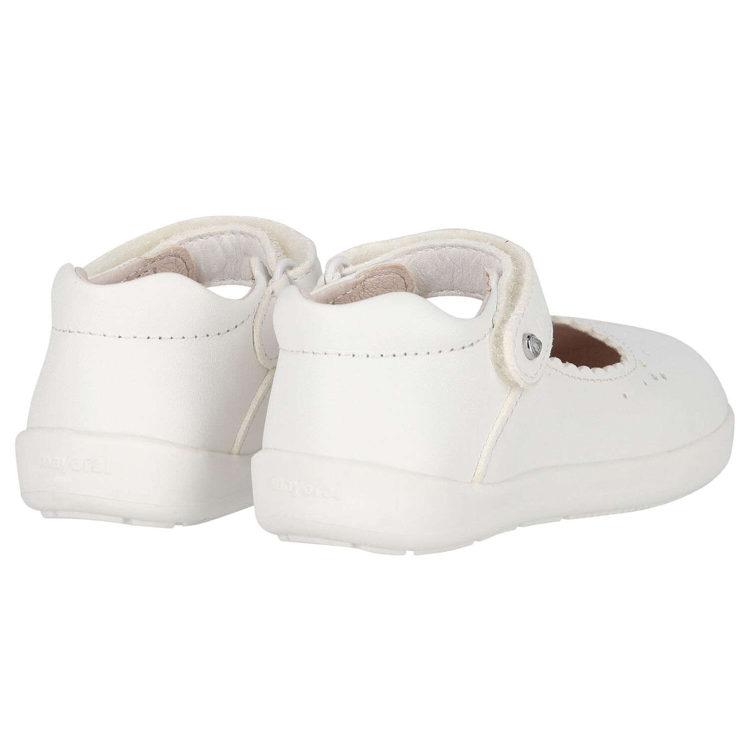 Younger Girls Ivory Faux Leather Shoes, 3, hi-res image number null