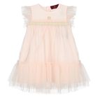 Younger Girls Pink Logo Tulle Dress, 1, hi-res