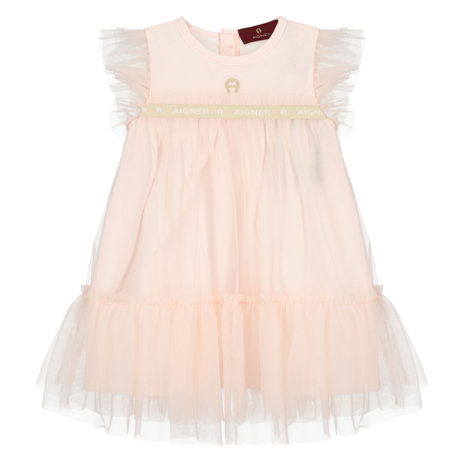 Younger Girls Pink Logo Tulle Dress, 1, hi-res image number null