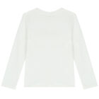 توب بنات بأكمام بالشعار باللون العاجى, 2, hi-res