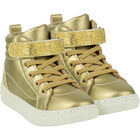 Girls Gold Embellished Trainers, 1, hi-res