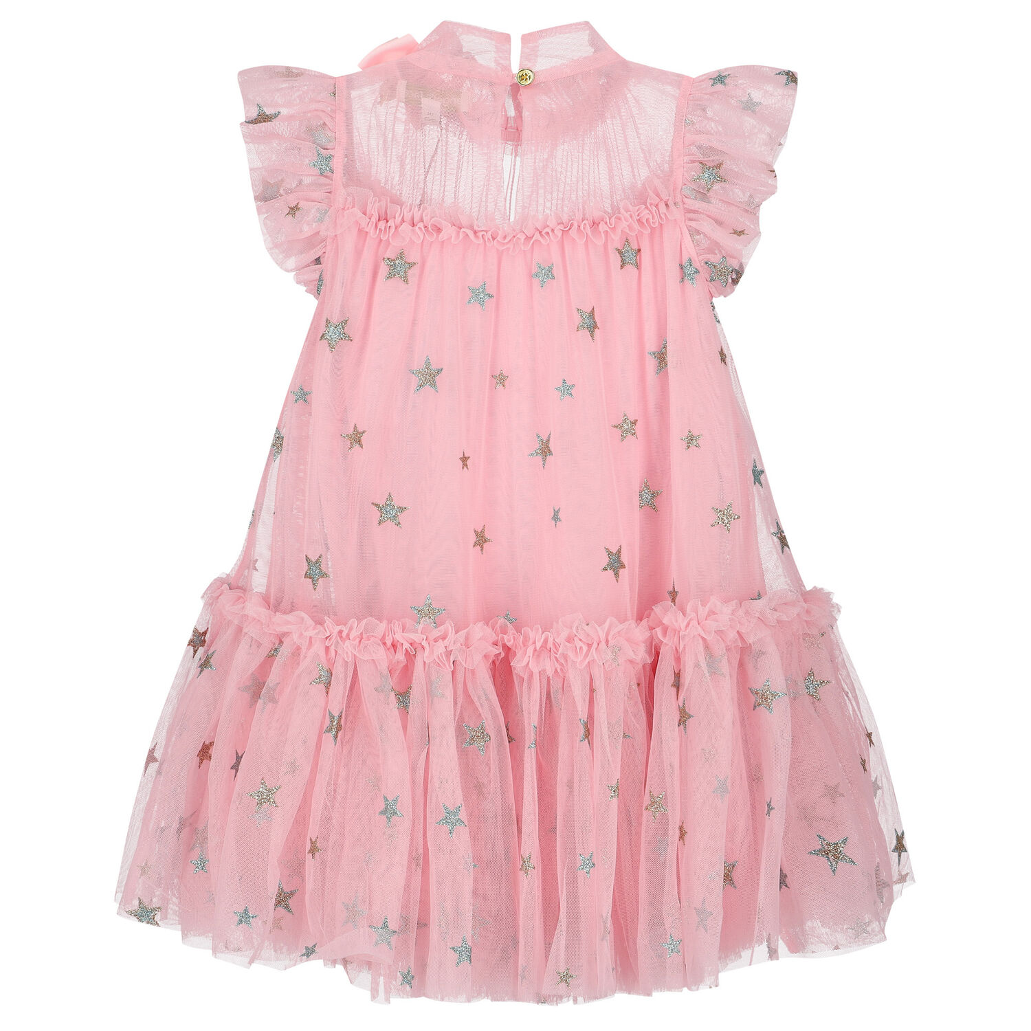 Girls Pink Star Tulle Dress, 1, hi-res