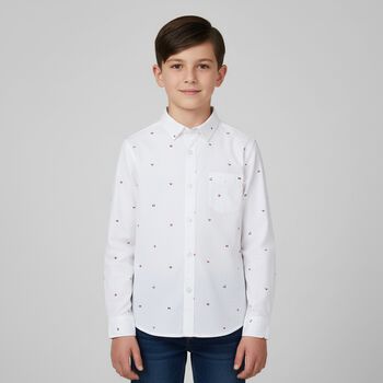 Boys White Long Sleeve Shirt