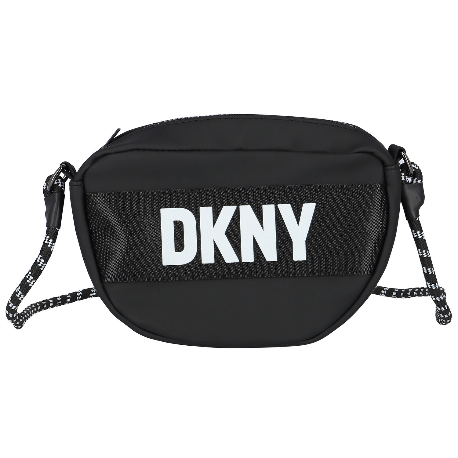 حقيبة كروس بالشعار باللون الأسود للبنات, 1, hi-res