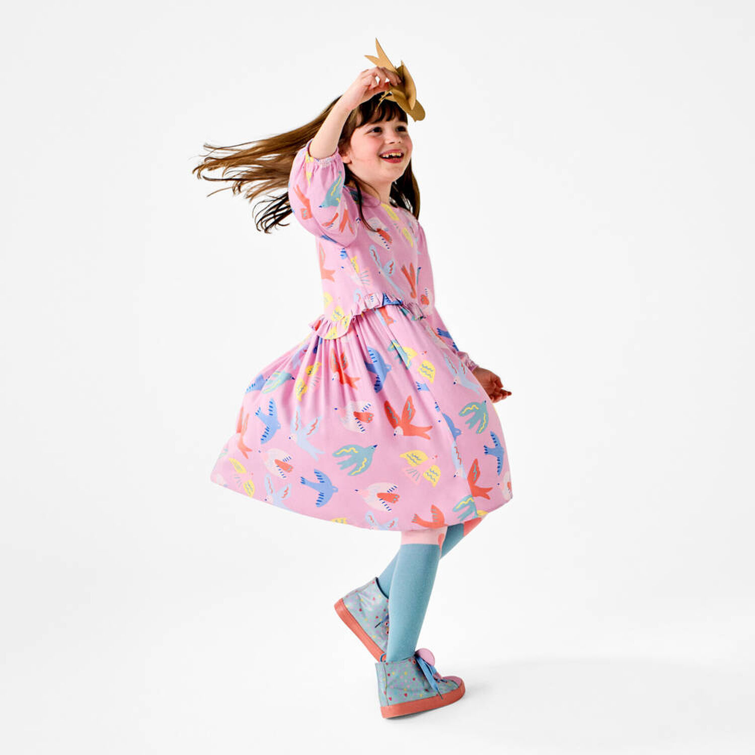 جوارب طويله للبنات باللون الازرق والوردى , 1, hi-res