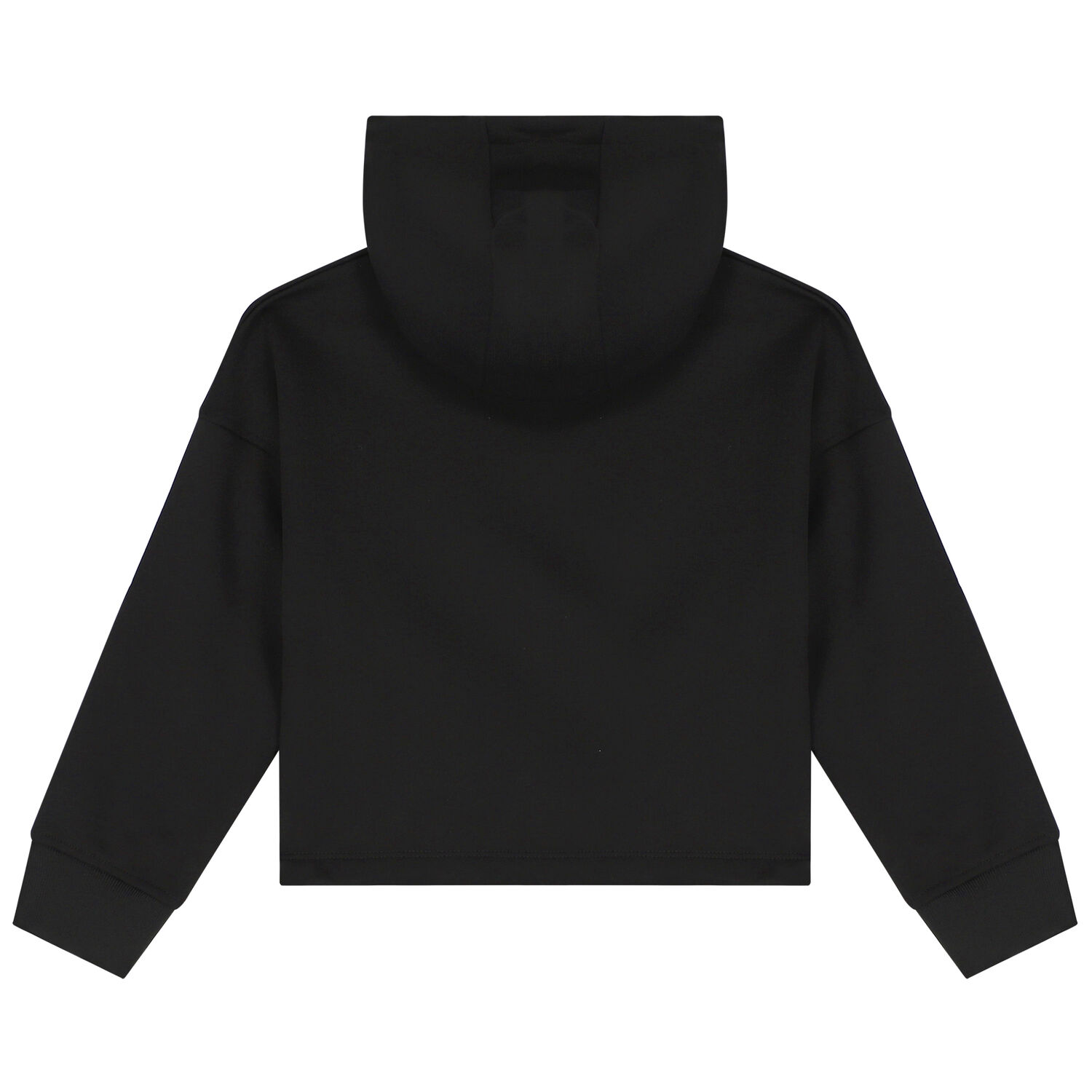 Girls Black Logo Crop Hooded Top, 1, hi-res