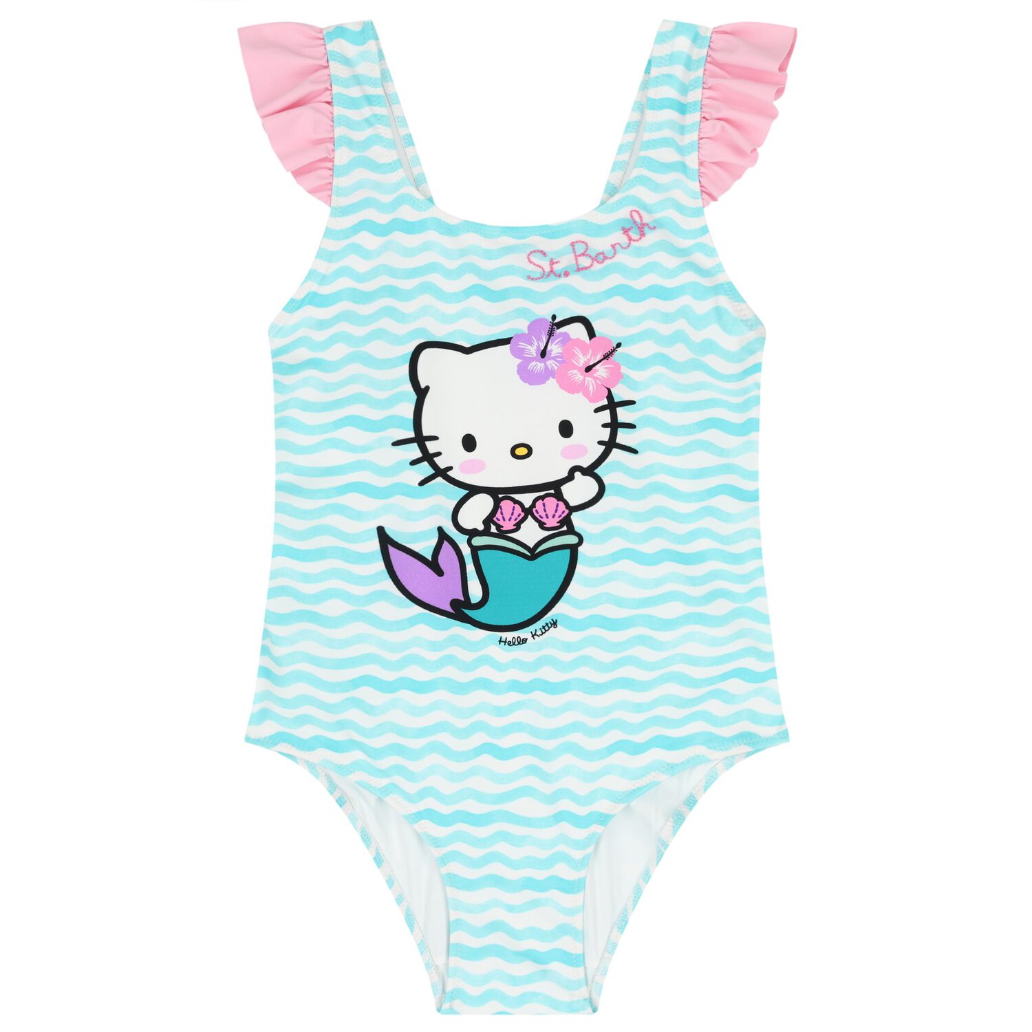Girls Blue & White Hello Kitty Swimsuit, 1, hi-res