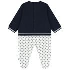 Baby Boys Navy Blue & White Logo Babygrow, 2, hi-res
