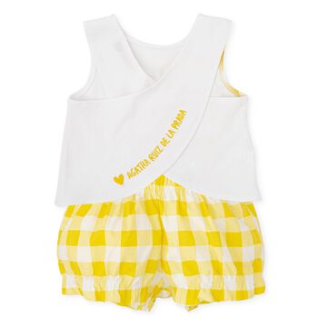 Girls Yellow & White Shorts Set