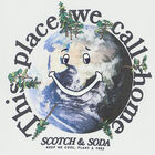 Boys White Globe Print Logo T-Shirt, 1, hi-res