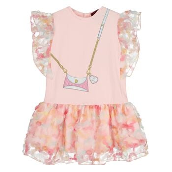 Younger Girls Pink Bag Logo Dress