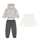 Baby Boys Grey & White Dinosaur Tracksuit ( 3 Piece ), 1, hi-res