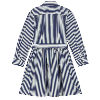 Girls Navy & White Striped Dress