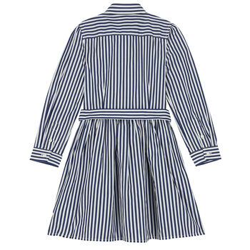 Girls Navy & White Striped Dress