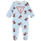 Baby Boys Blue Teddy Bear Logo Babygrow, 1, hi-res