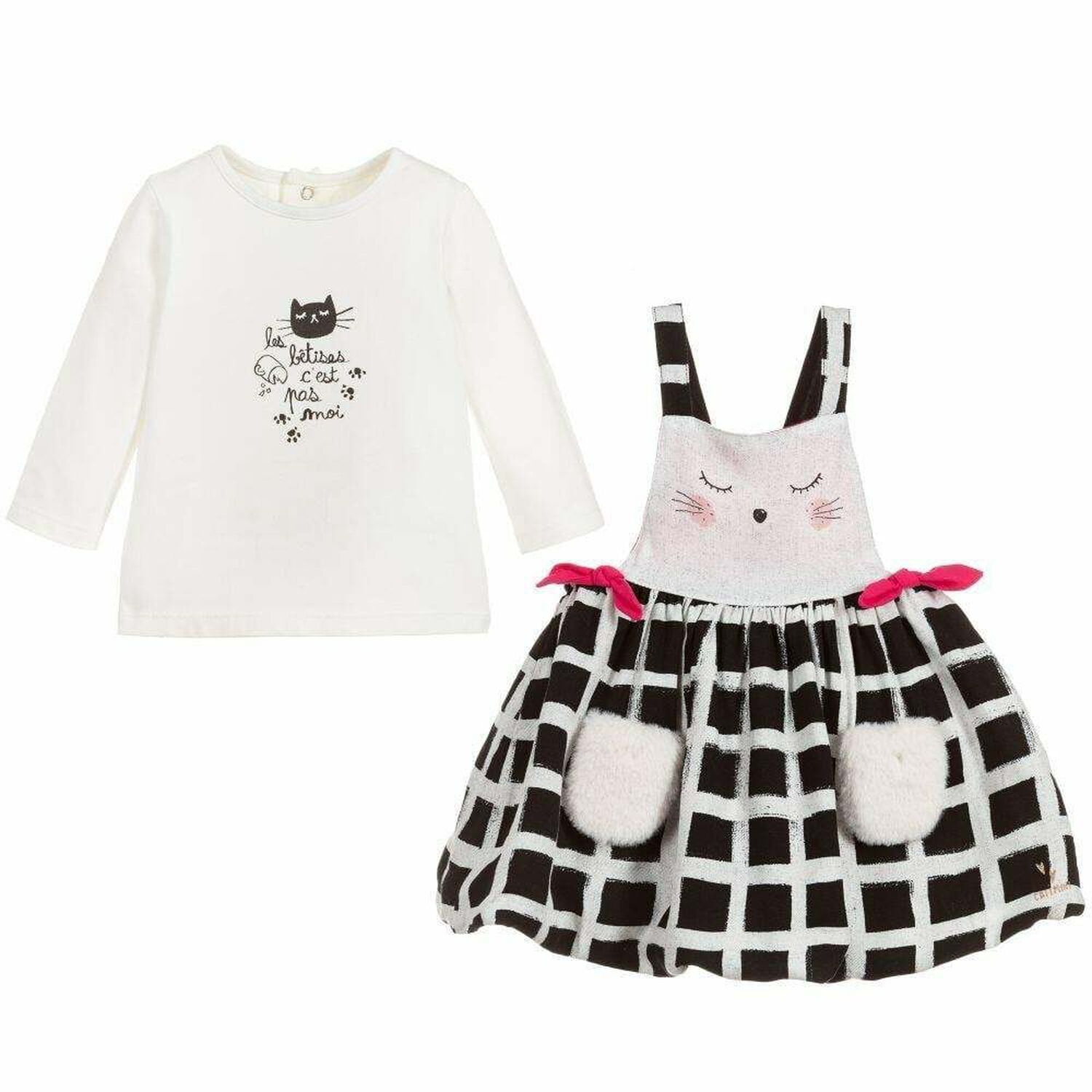 Girls Apron Dress Set, 1, hi-res