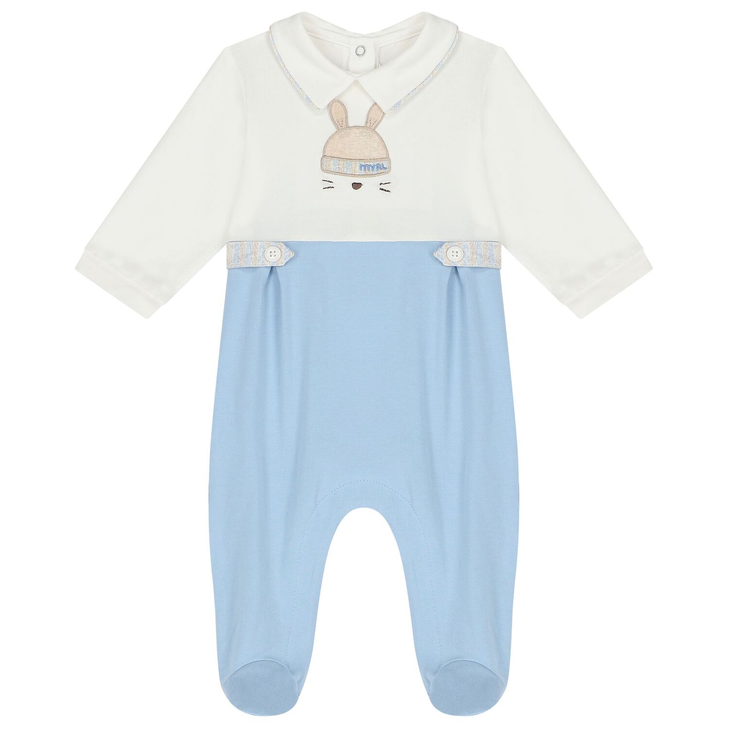 Baby Boys White & Blue Babygrows ( 2-Pack ), 1, hi-res