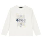 Boys White & Navy Blue Long Sleeve Top, 1, hi-res