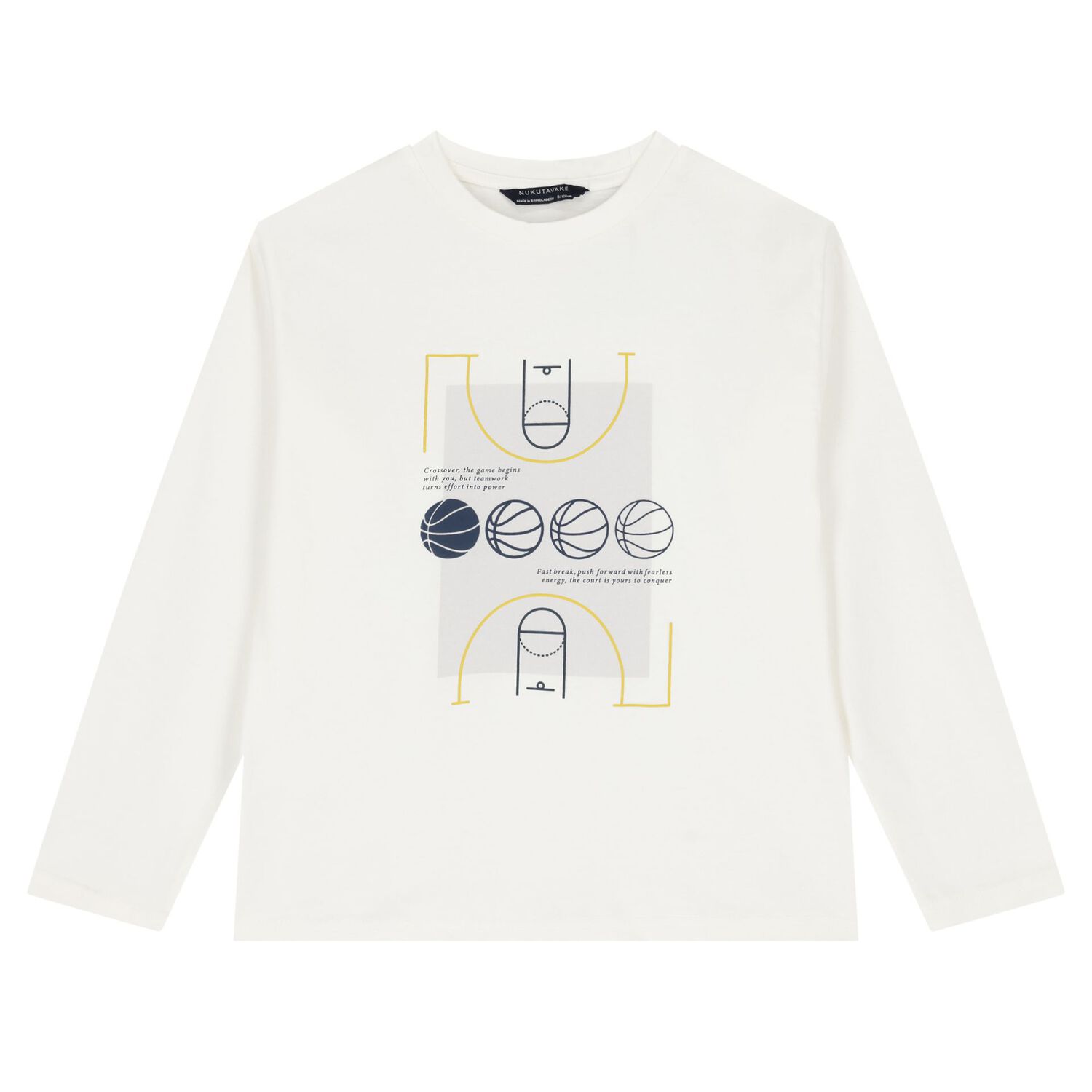Boys White & Navy Blue Long Sleeve Top, 1, hi-res