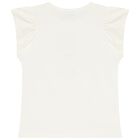 تيشيرت بنات قطن بطبعة الزهور باللون العاجي, 1, hi-res