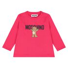 توب بأكمام طويلة بشعار تيدي بير باللون الوردي, 5, hi-res