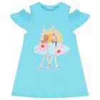 Girls Blue Ruffled Dress Set, 4, hi-res