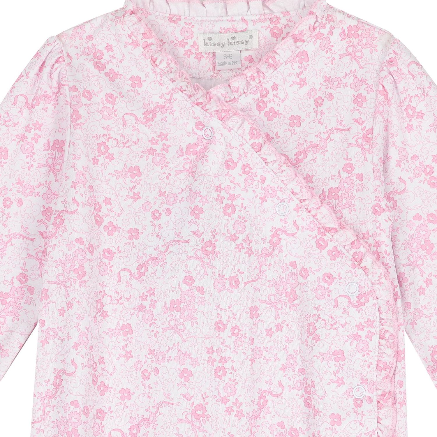 Baby Girls White & Pink Old English Roses Babygrow, 1, hi-res image number null