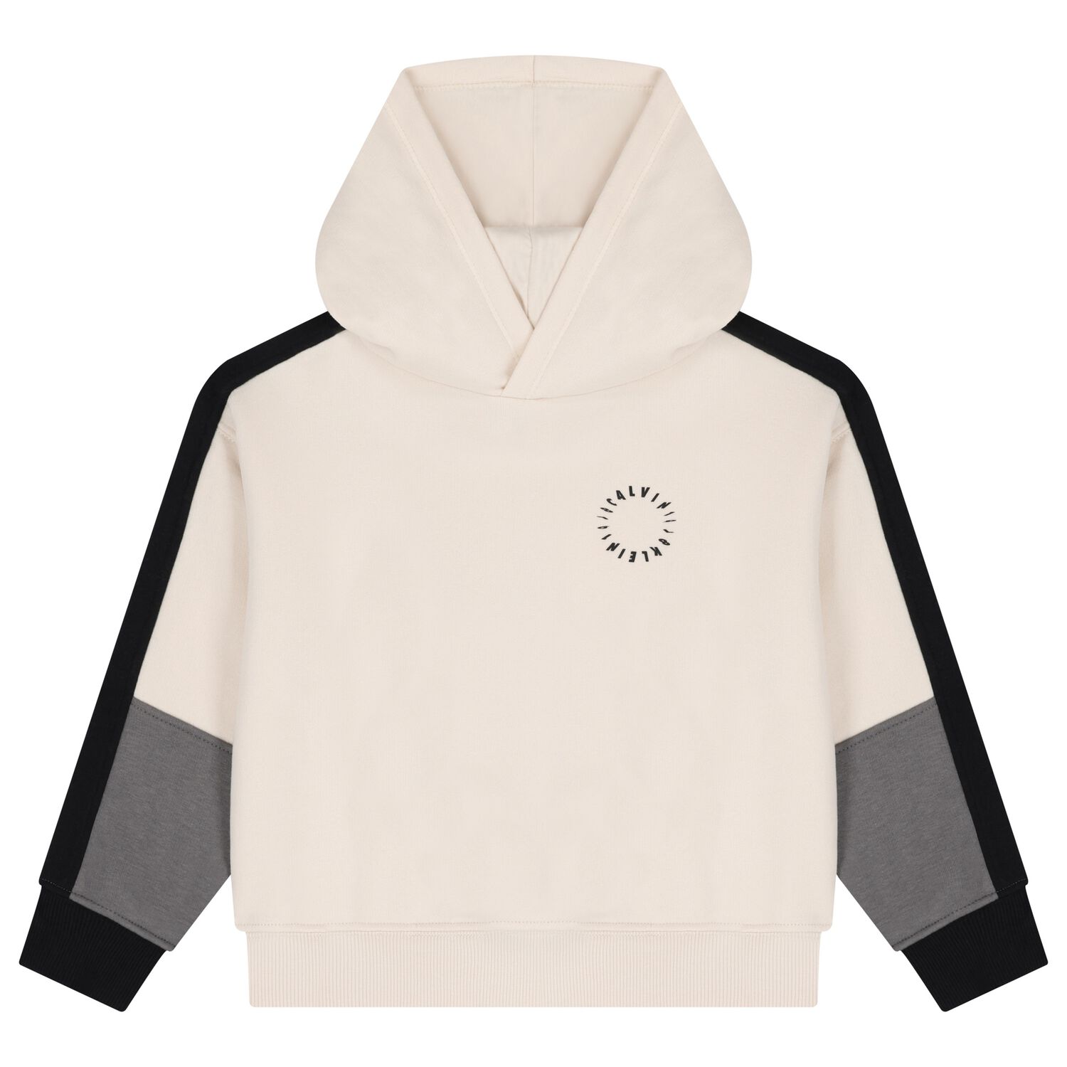 Boys Beige Logo Hooded Top, 1, hi-res