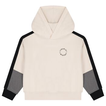 Boys Beige Logo Hooded Top
