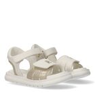 Girls White & Gold Logo Sandals, 2, hi-res