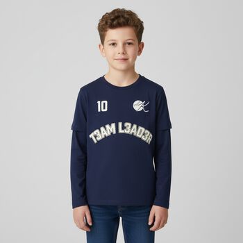 Boys Navy Blue Long Sleeve Top