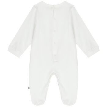 Baby Girls White Pima Cotton Logo Bag Babygrow