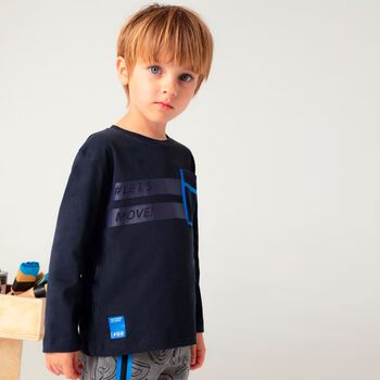 Boys Navy Blue Long Sleeve Top