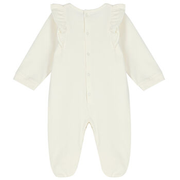 Baby Girls Ivory Logo Babygrow