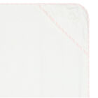 Baby Girls White & Pink Hooded Towel, 1, hi-res