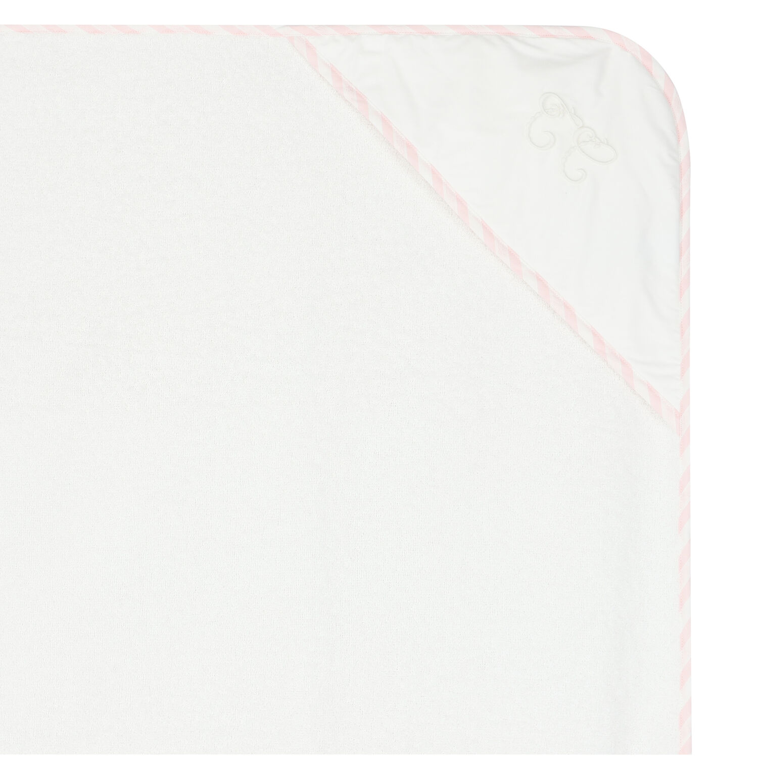 Baby Girls White & Pink Hooded Towel, 1, hi-res