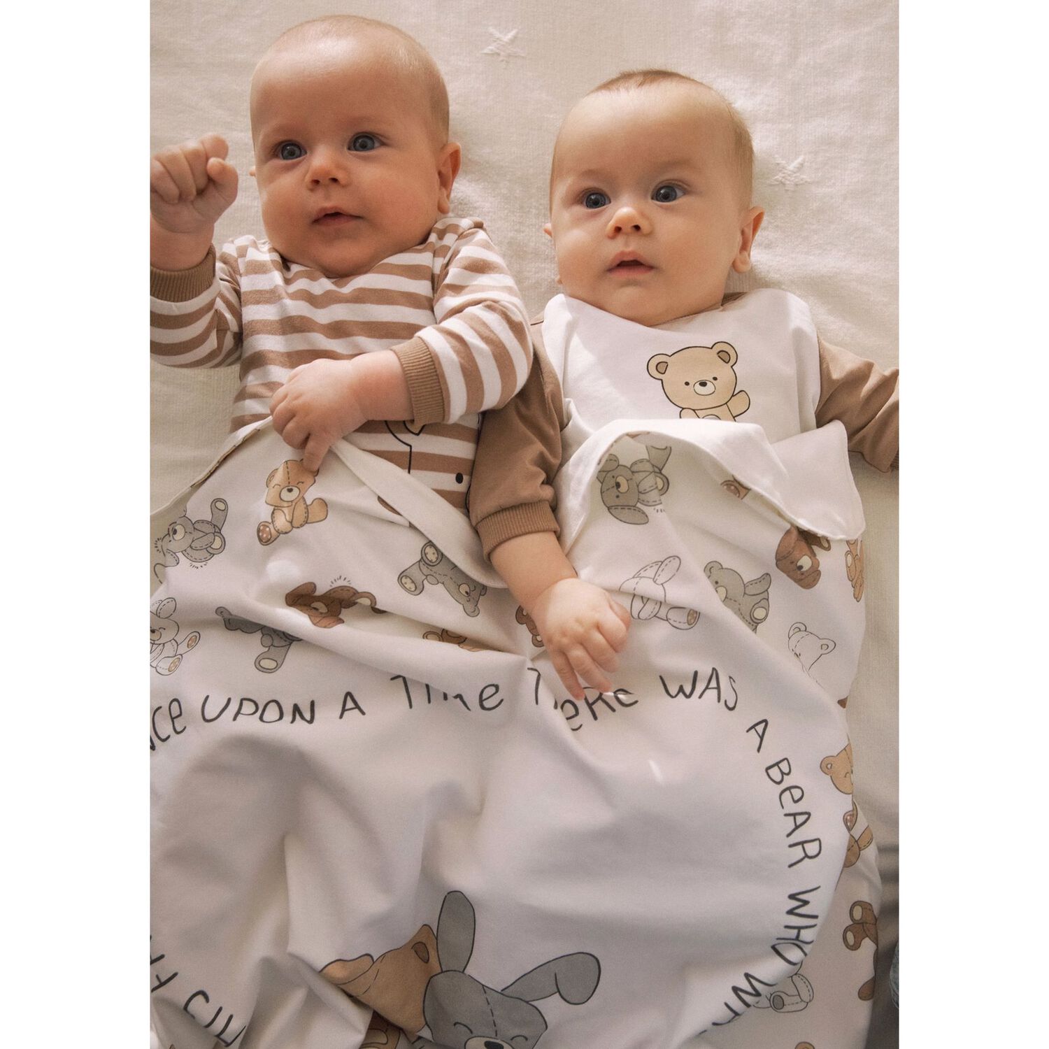 White Cotton Bear Print Baby Swaddle Blanket, 1, hi-res
