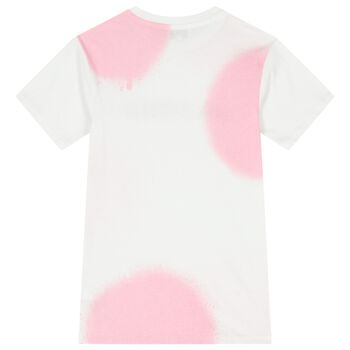 Girls White & Pink Logo Dress